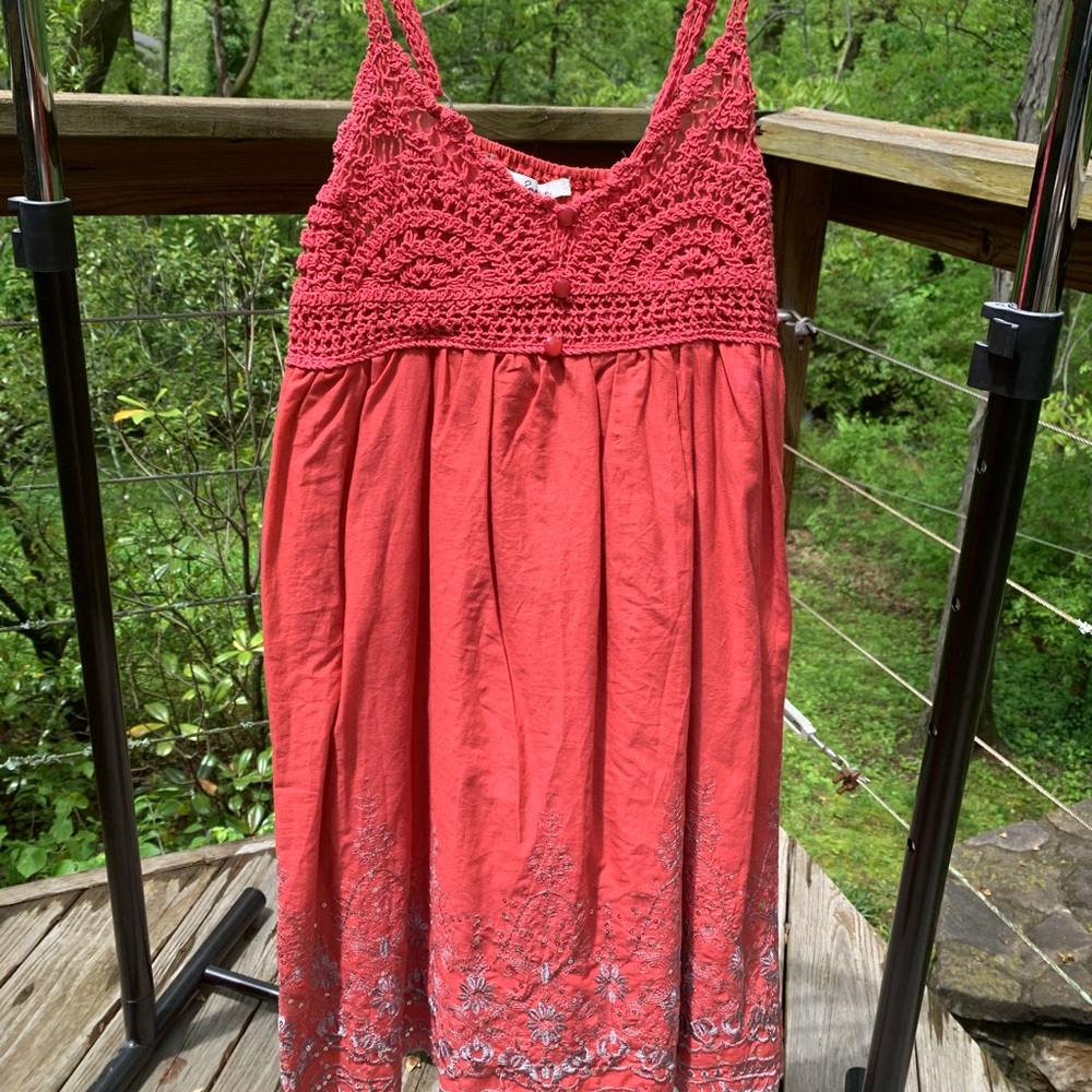 Coral Crochet Dress